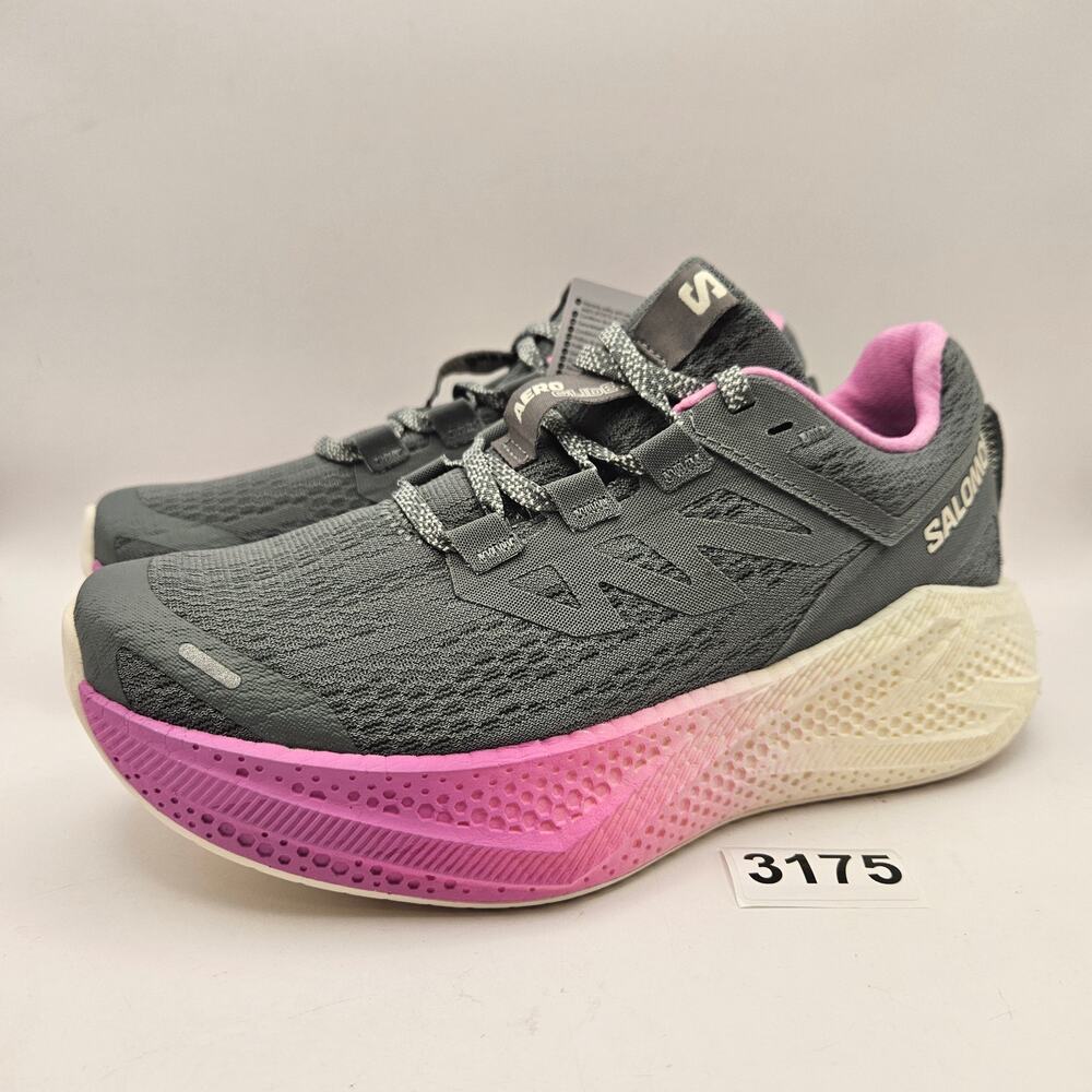 SALOMON WOMEN'S 6 AERO GLIDE 3 W GREY PINK VANILLA ICE RUNNING SHOES NWOB